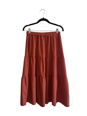 Tiered Polka Dot Maxi Skirt in Rust - Women